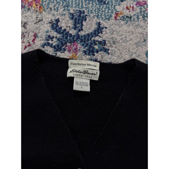Eddie Bauer Women's Large Italian Merino Wool Long Cardigan Sweater 90s Vintage - Picture 4 of 7